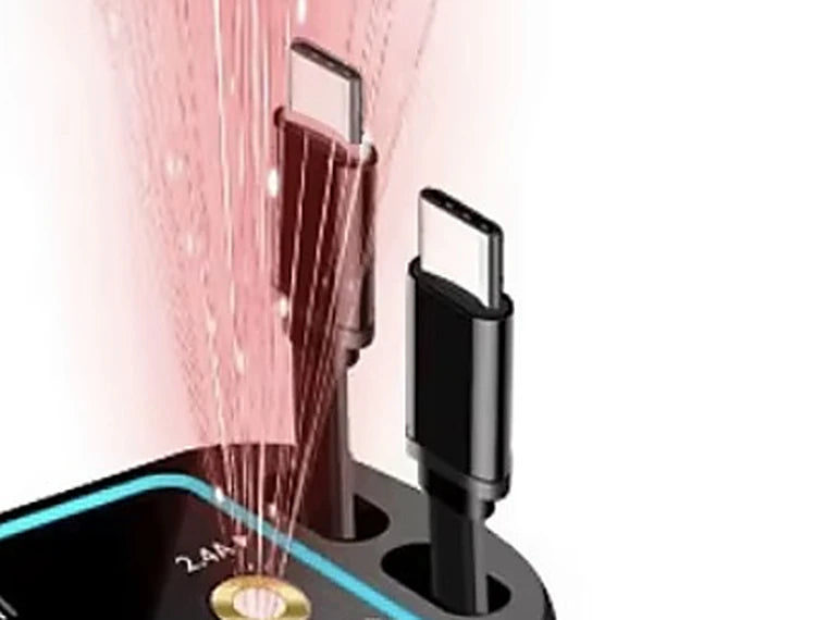 Cables USB-C y Lightning retráctiles del cargador